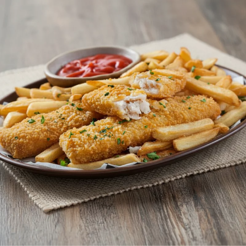 Tender de Pescado con Papas Fritas