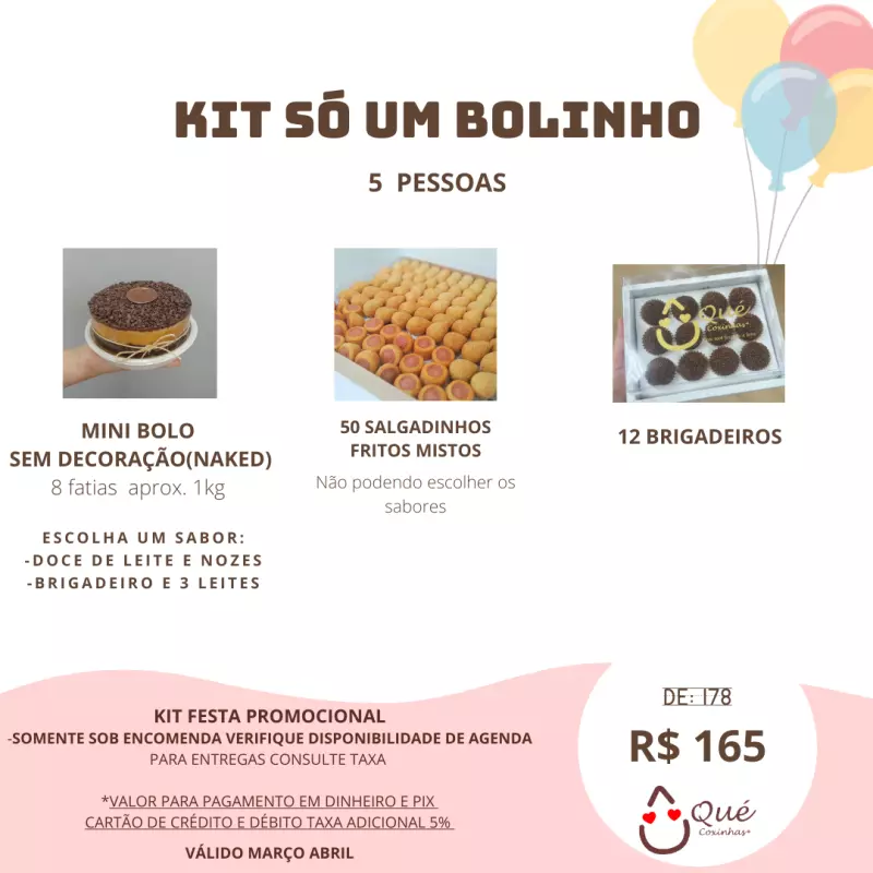 KIT SÓ UM BOLINHO - 5 pessoas