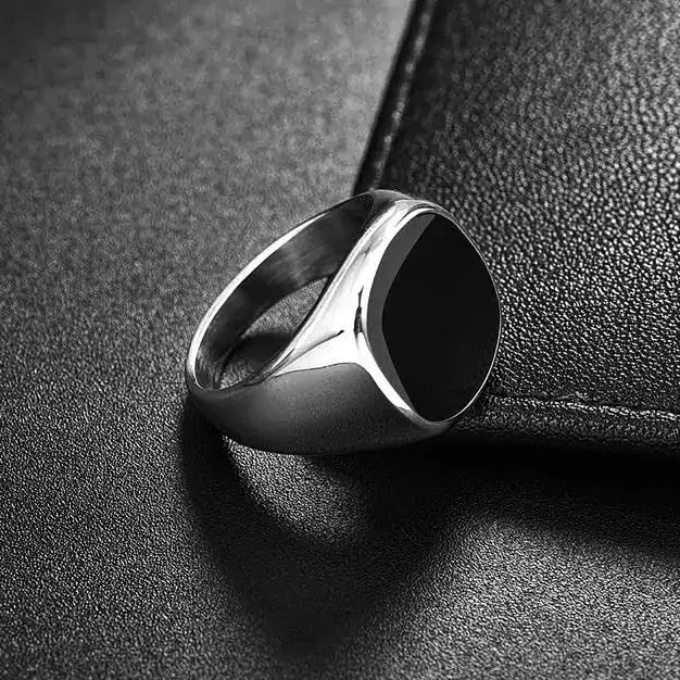 Black Square Silver Ring