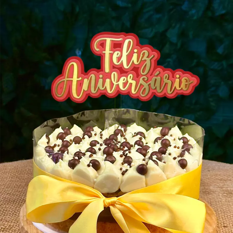 Topo Feliz Aniversário VERMELHO 2D