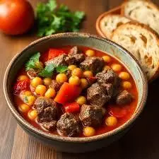 Carne de panela com grão de bico