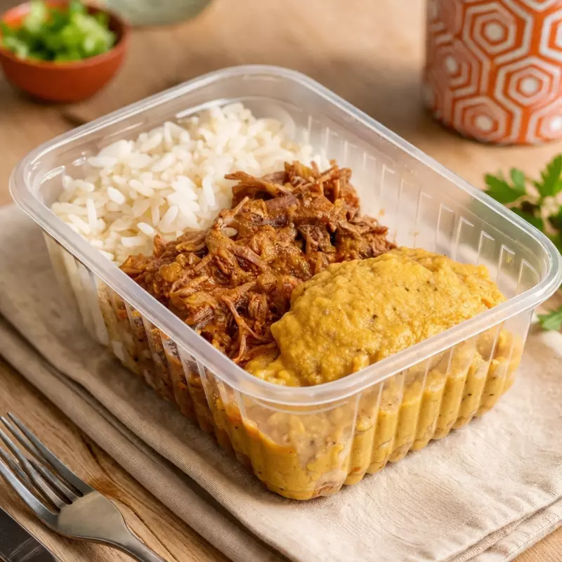 Carne panela c purê de banana