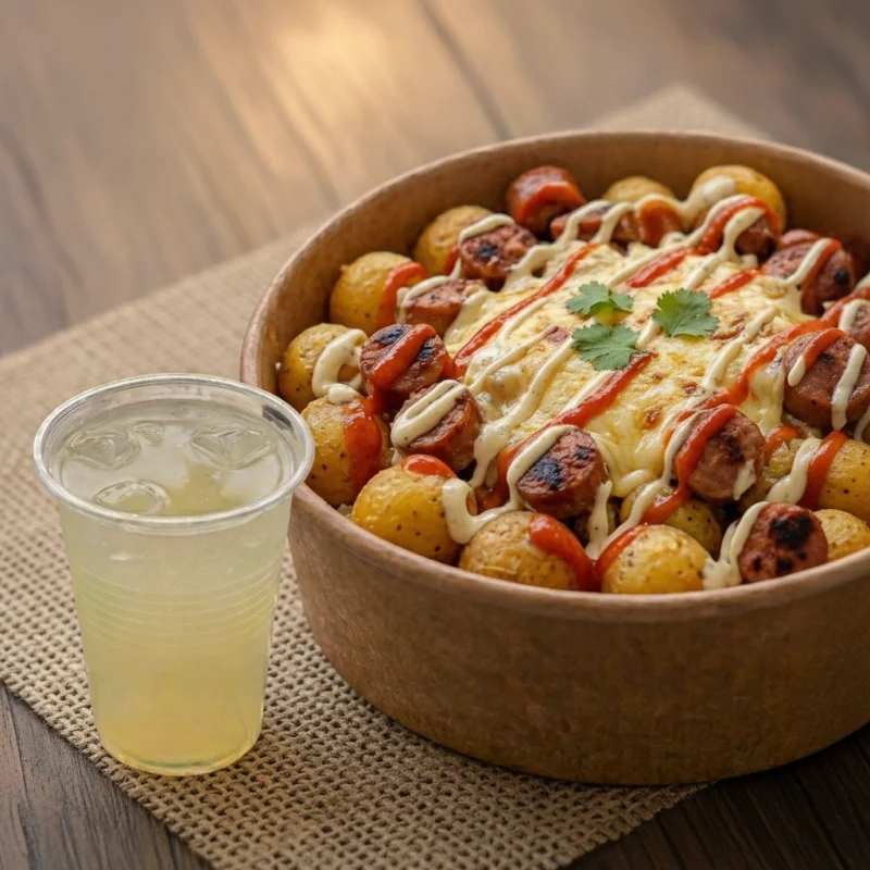 Bowl de papa criolla con salchicha