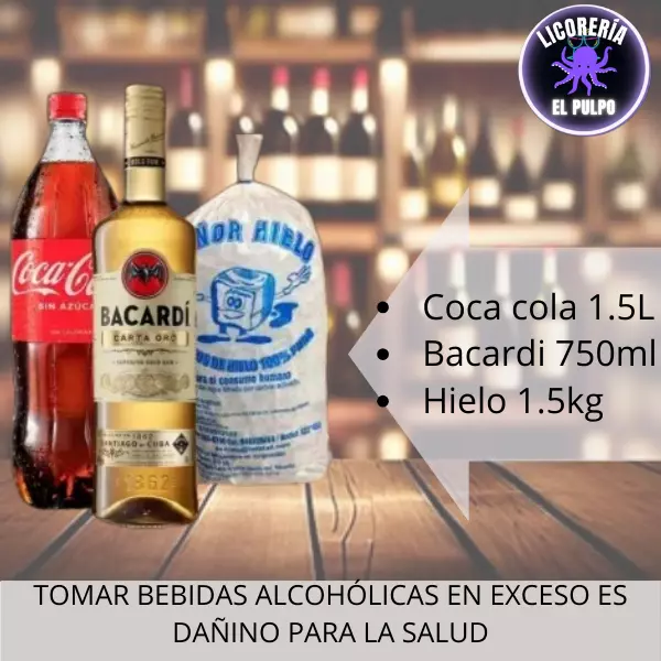 Bacardi oro+coca+hielo
