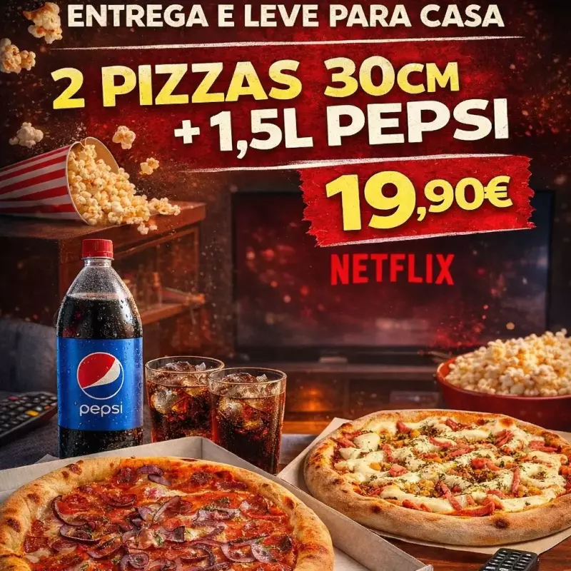 2 PIZZAS + REFRI 1.5L 19,90