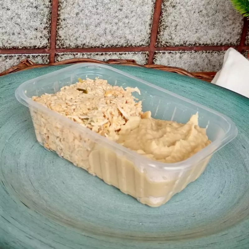 Mounjaro frango com purê grão bico