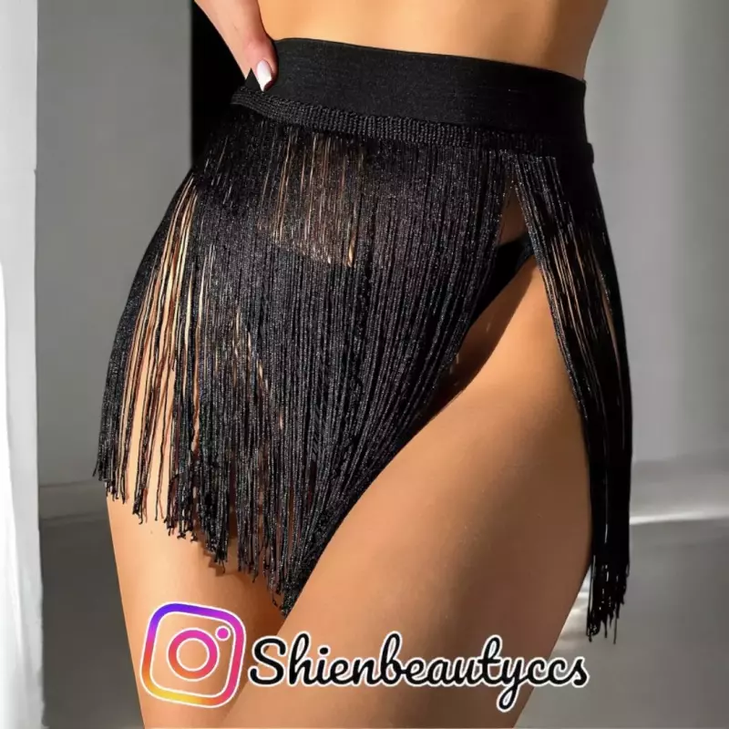 Falda de Fleco Negra