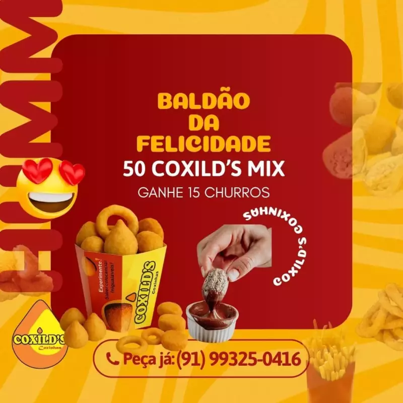 50  COXINHAS MIX+15 CHURROS GRÁTIS