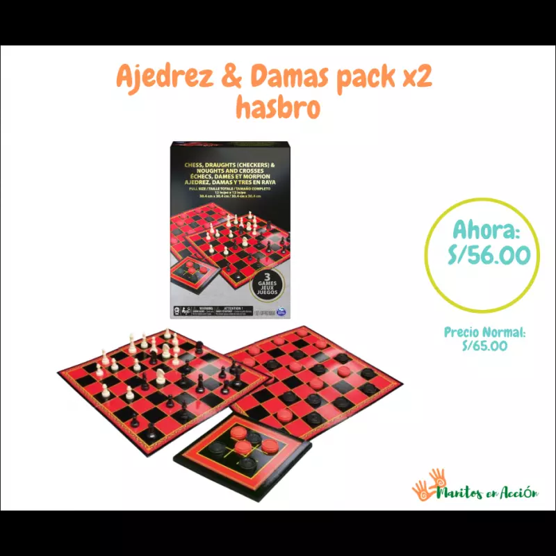 Ajedrez y damas pack x2
