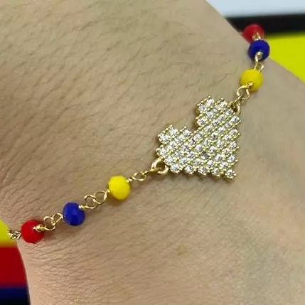 Pulsera corazon brillos