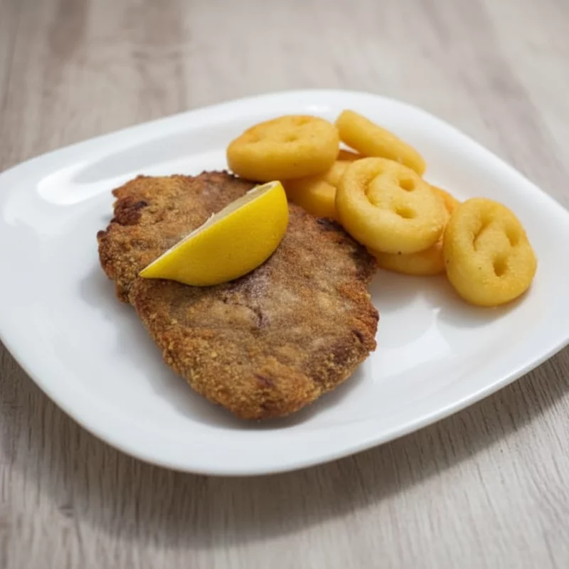 Milanesa con papas sonrisas