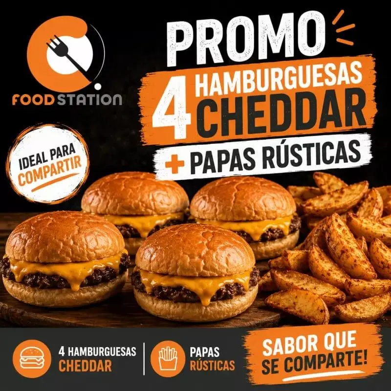 4 CHEDDAR CON PAPAS