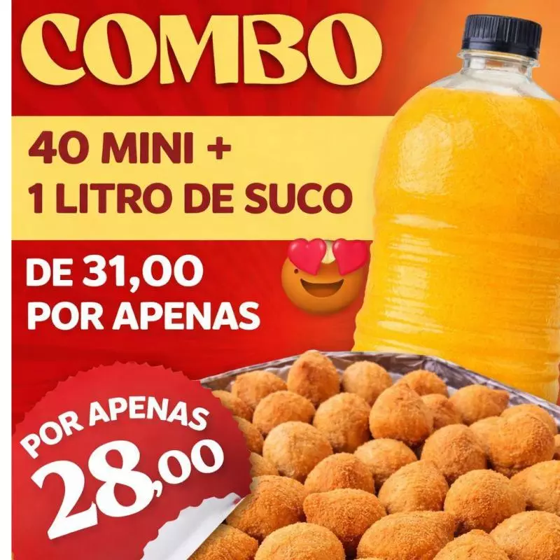 40 Salgadinhos + 1L Suco