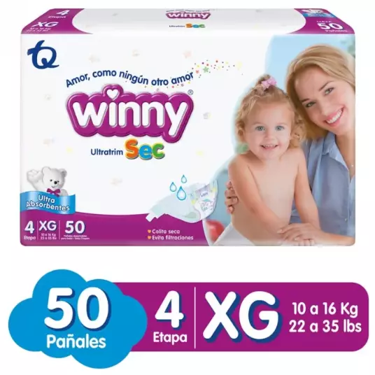PAÑALES WINNY ETAPA 4 PAQUETE X 50