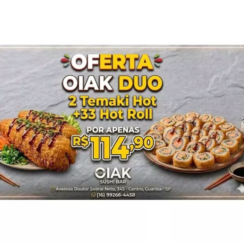 Oiak Duo: 2 Temaki hot + 33 Hot Roll