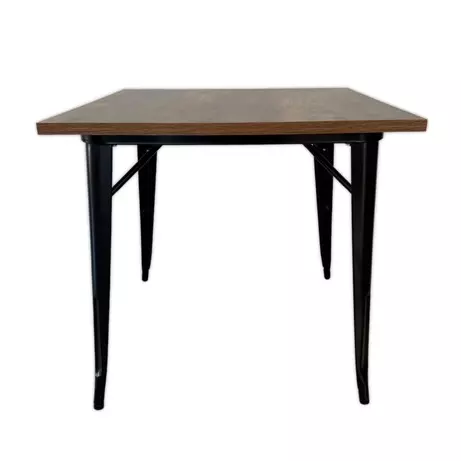 Mesa Tolix 80 x 80 Tapa madera