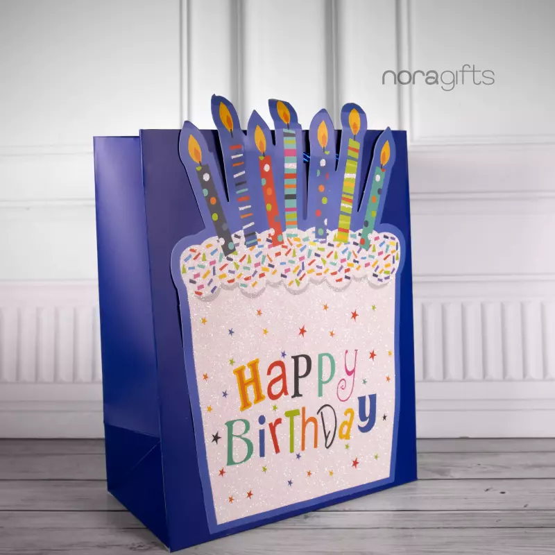 Bolsas Happy Birthday 2D Azul (S/M)