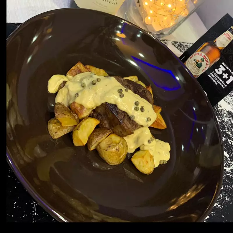 Filete a la pimienta verde