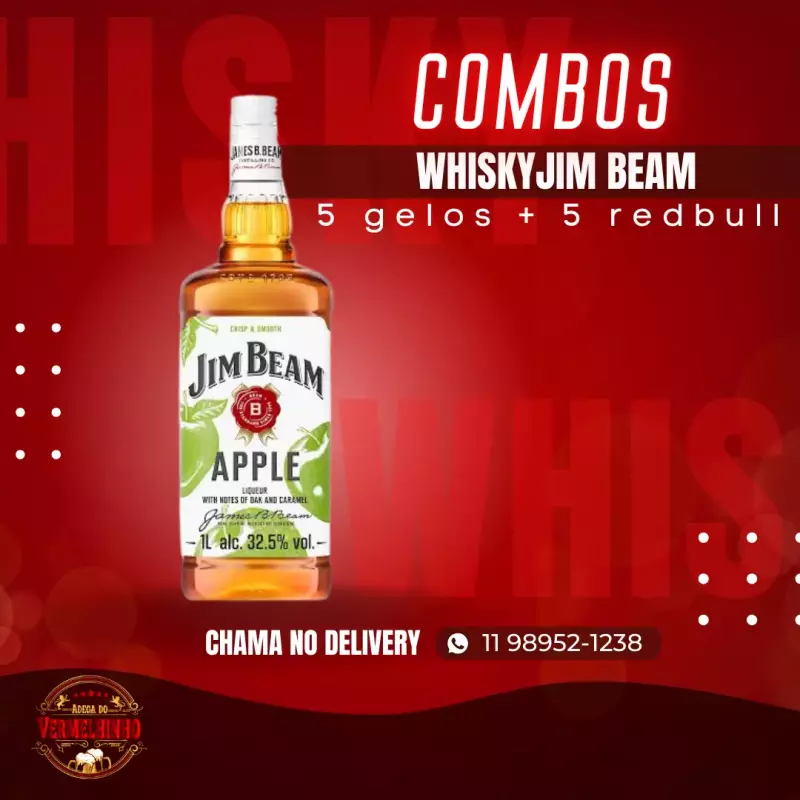 Combo Jim Beam Maçã Verde C/ RedBull