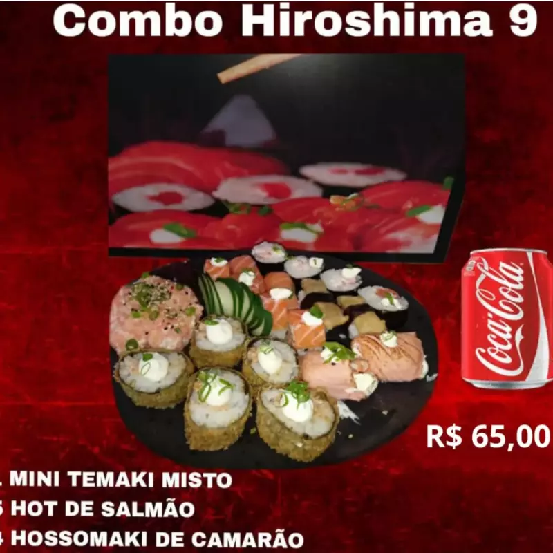COMBO HIROSHIMA 9 + REFRI EM LATA