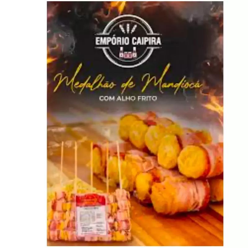 MEDALHÃO MANDIOCA ALHO FRITO E BACON