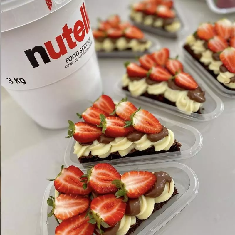 Fatia Brownie Ninho com Nutella