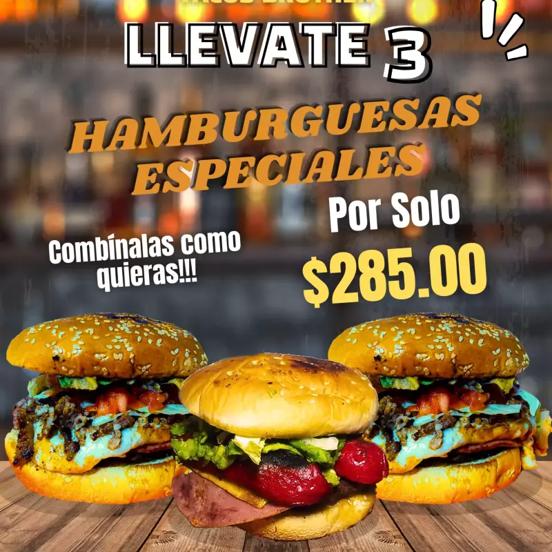 3 hamburguesas Especiales