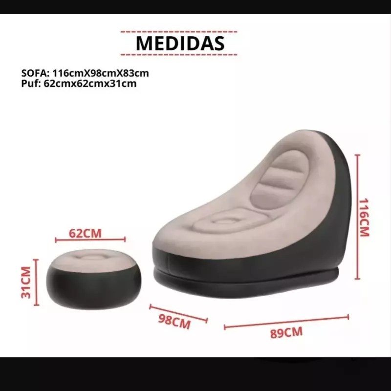🌟SOFA INFLABLE CON POSA PIE🌟