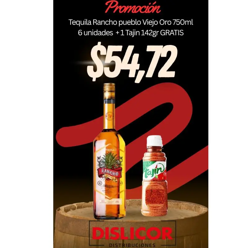 6 TEQUILA RANCHO ORO +1 TAJIN 142GR