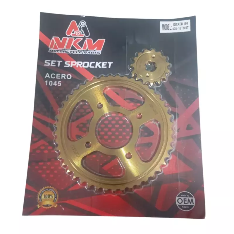 SET SPROCKET GIXXER150 15X45 ORO NKM