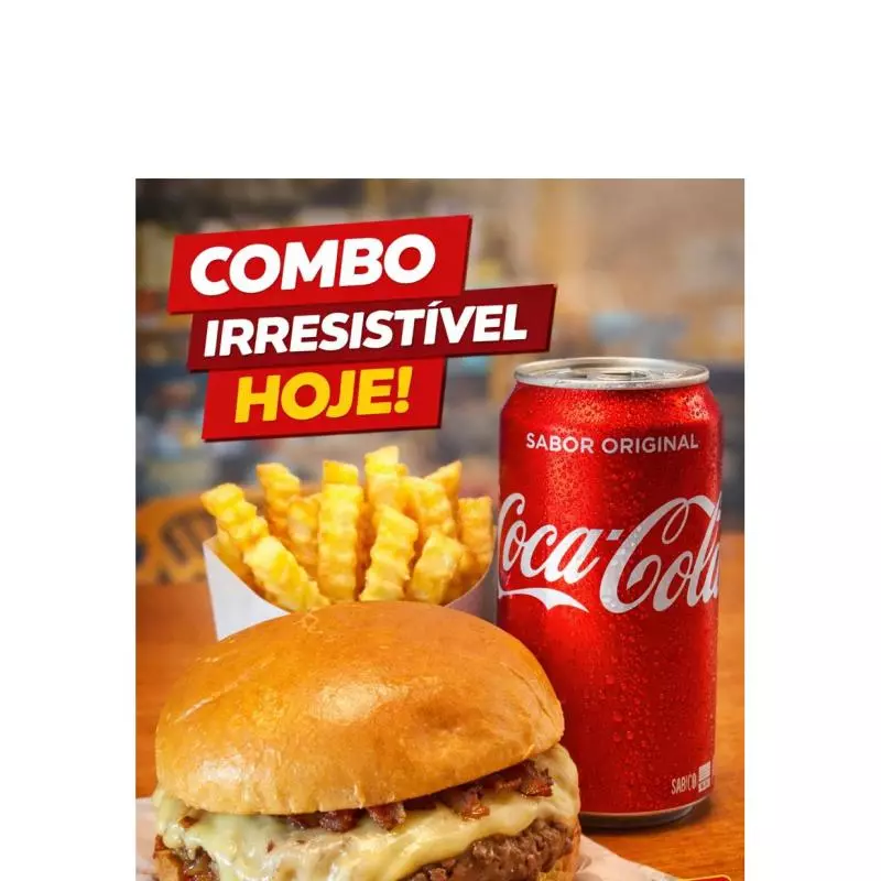 Bacon burger + fritas + Refri