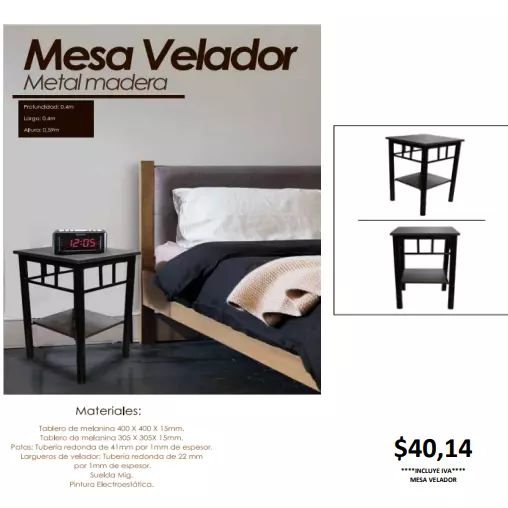 MESA VELADOR METAL MADERA