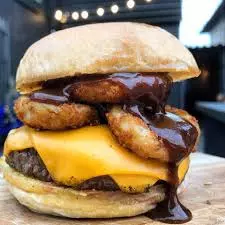 2x burguer onion ring cheddar bbq