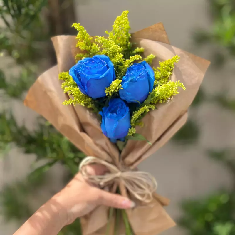 Mini 3 rosas (azul) Leque.