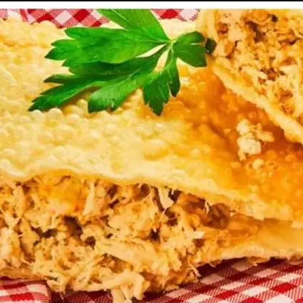 Pastel frango + cajuína