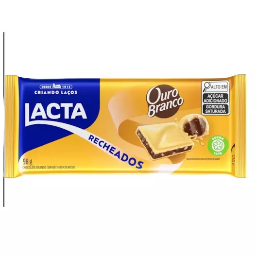 Barra Lacta recheado Ouro Branco 98g