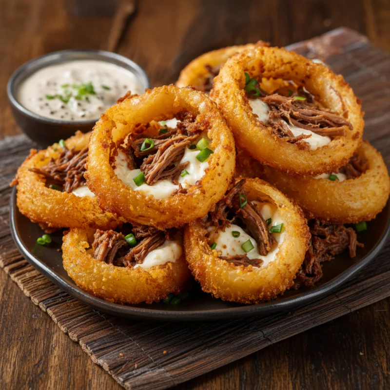 Anéis de Cebola + Cream Cheese + Costela