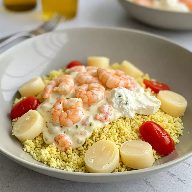Cuscus Creme de Queijo com Camarão
