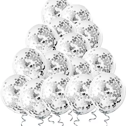 50 Globos con Confeti Plata 12 in