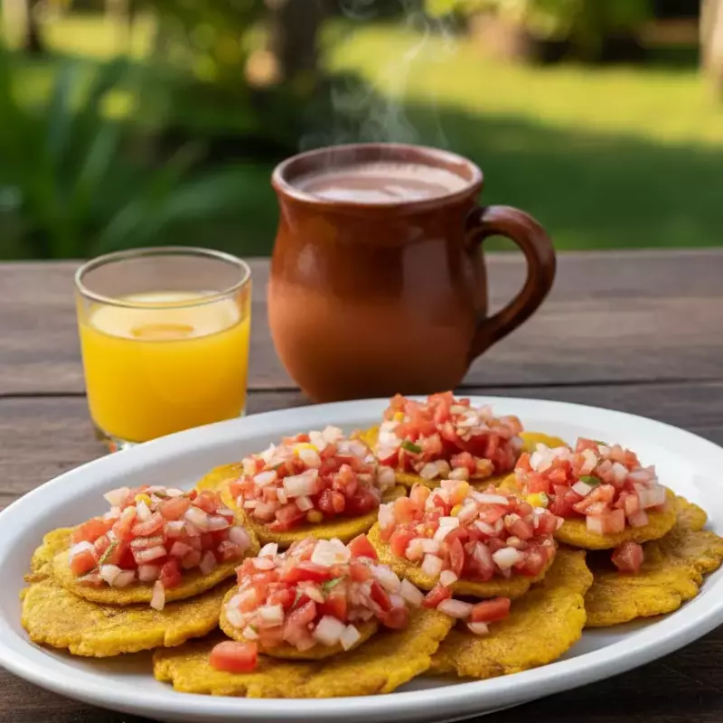 Patacón con hogao y queso