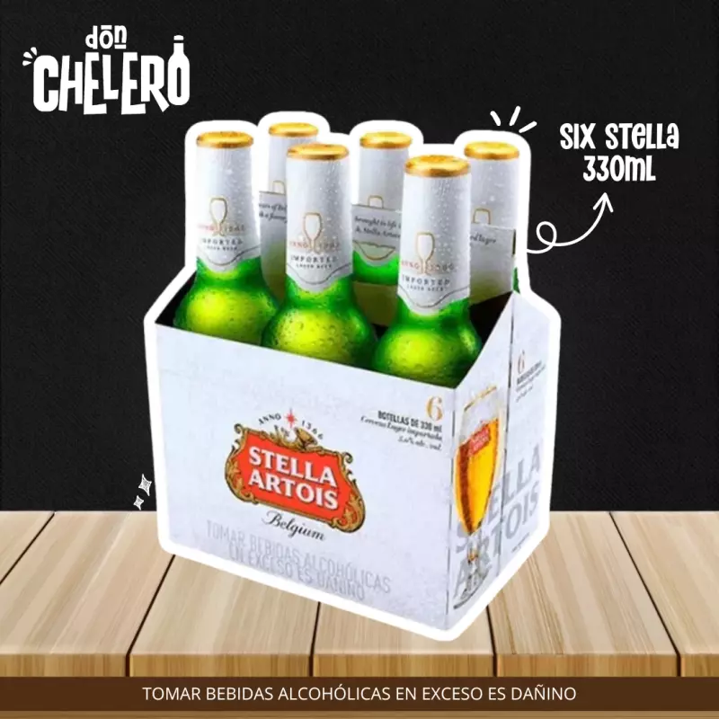 SIX STELLA ARTOIS 330 ML. BOTELLITA