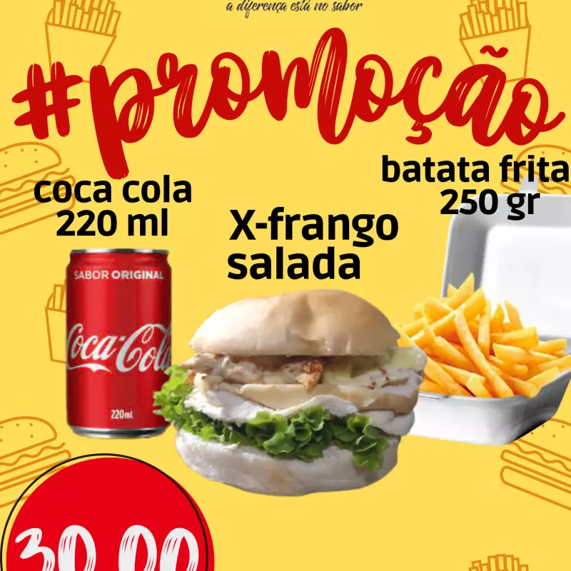 x -frango salada+batata+coca