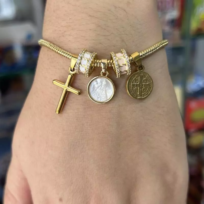 Pulsera virgen del Valle y san Benit