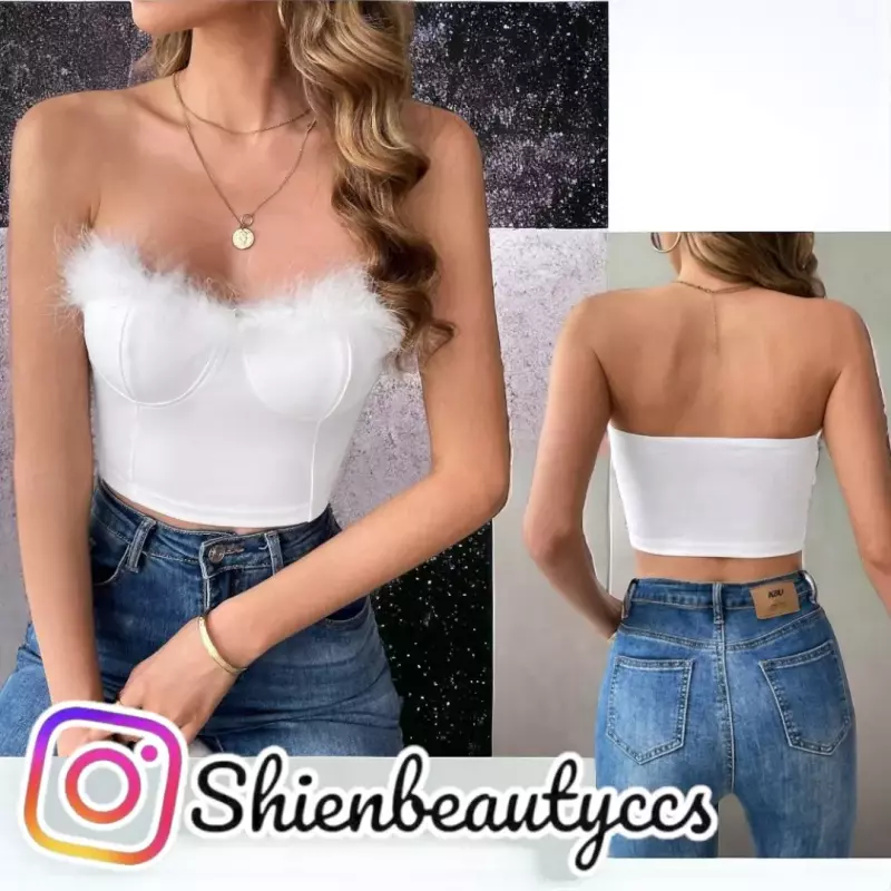 Top Blanco de plumas