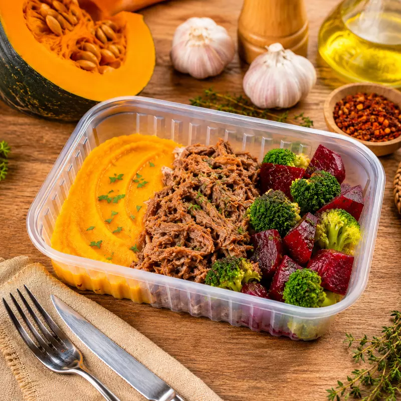 Pernil Desf. Purê Abóbora e Legumes