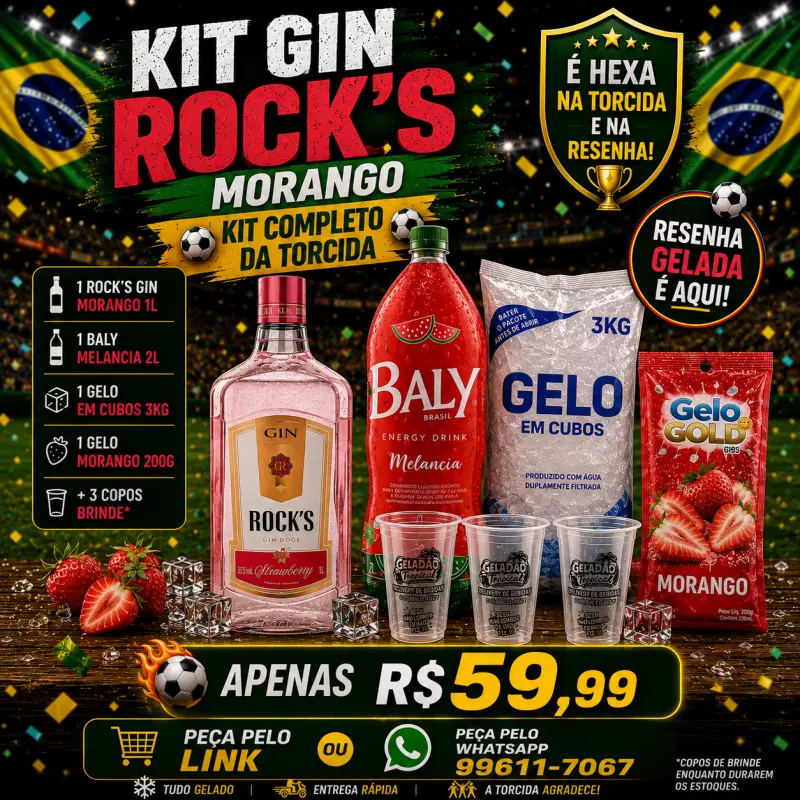 Kit Gin Rocks Morango completo
