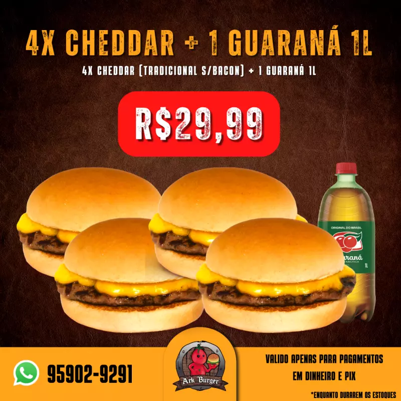 4X CHEDDAR + 1 GUARANÁ 1L
