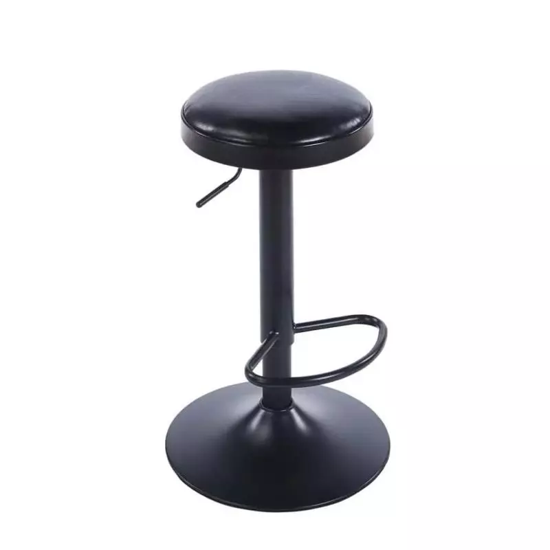 Banqueta Retro Redonda Ecocuero Negr