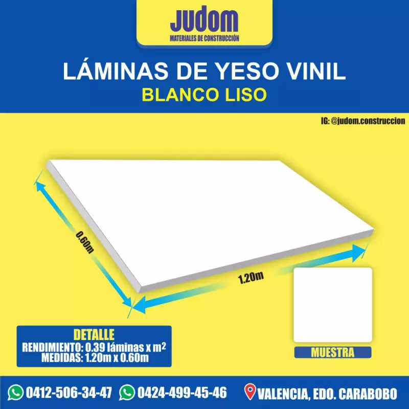 LAMINA DE YESO VINIL LISO