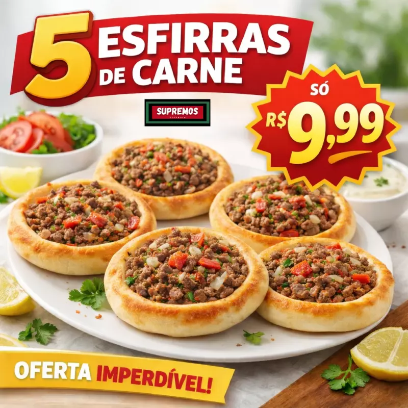 5 Esfirras de carne 9,99💥